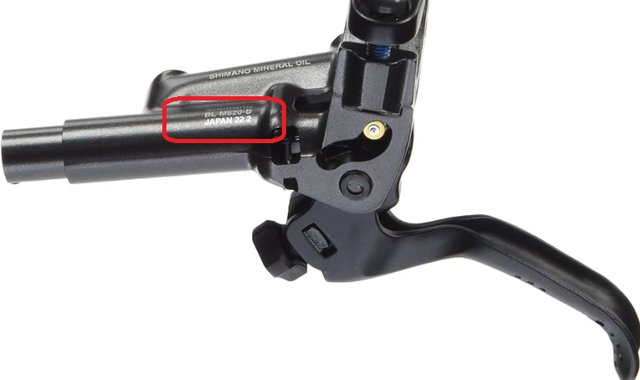 Where to find the model number on a Shimano brake lever